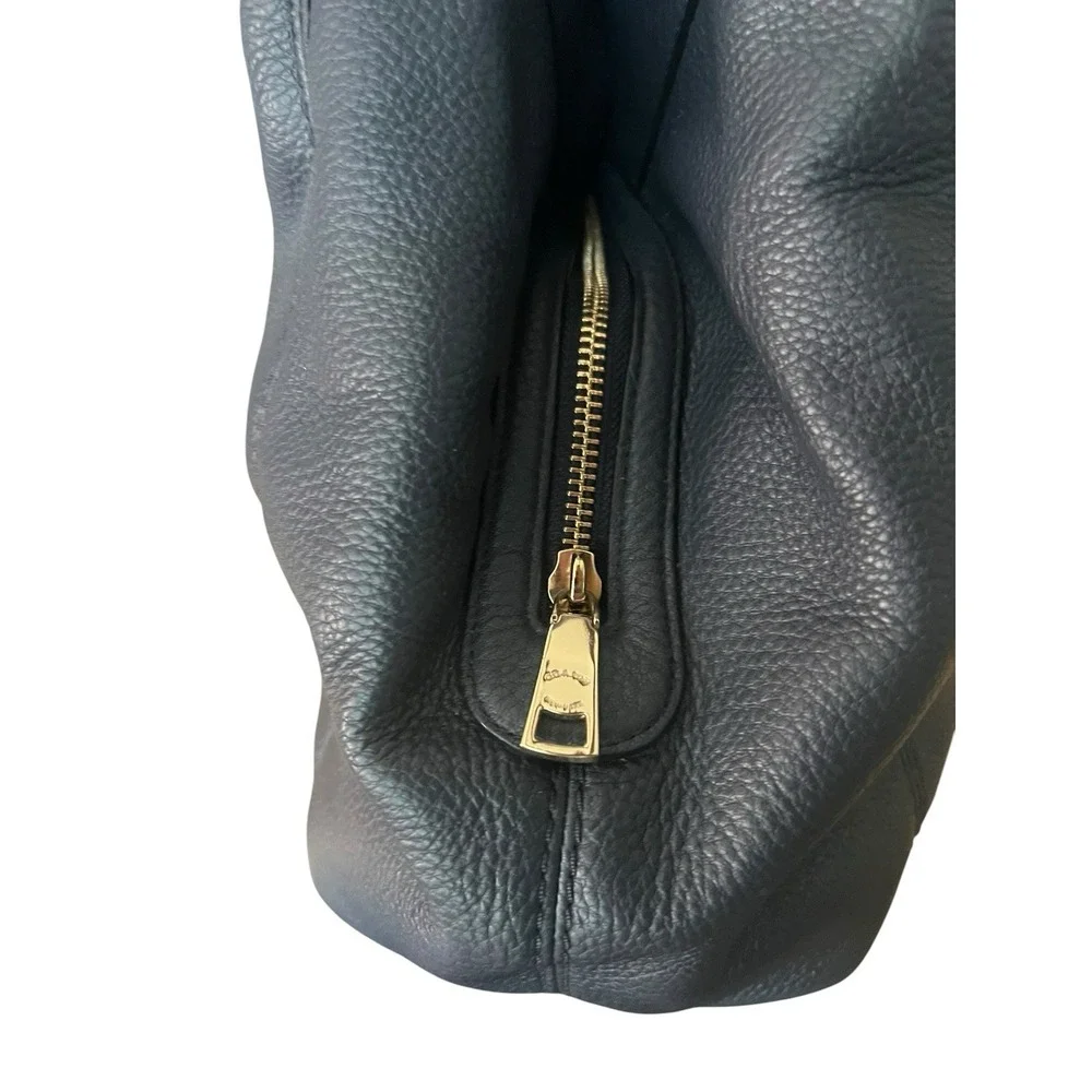 Coach Lexy F23511 Pebbled Leather Shoulder Hobo Bag Dark Gray Gold EUC